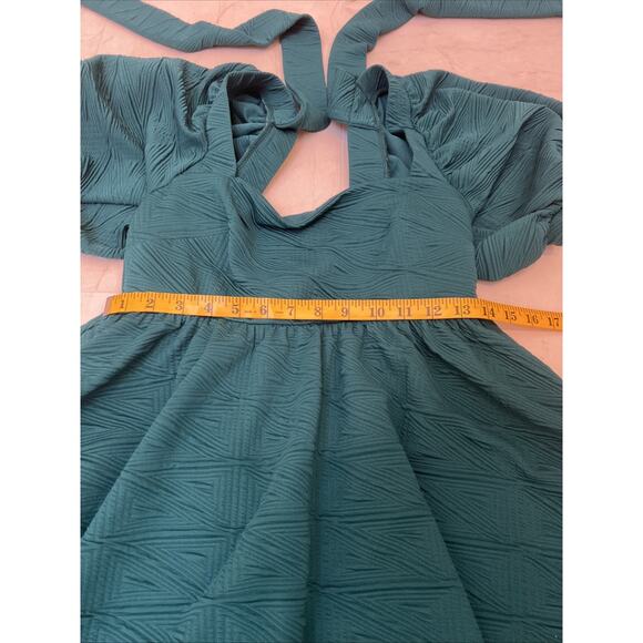 NWT Free People Dress Mini Green Sz Small S Babydoll Back Tie MRSP $110 Pockets - Picture 6 of 10
